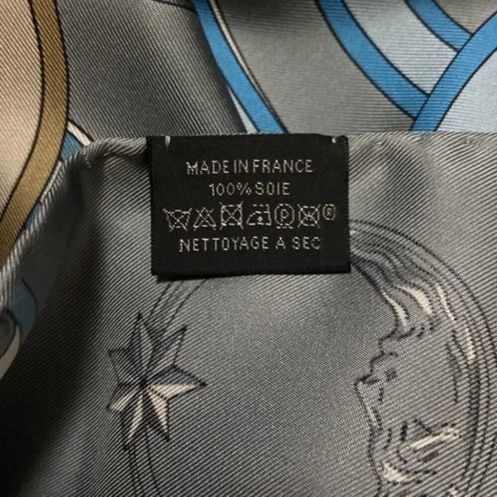 HERMES - Gray Navy Multi Scarf - Picture 4 of 5